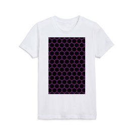 Honeycomb (Purple & Black Pattern) Kids T Shirt