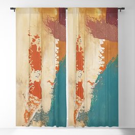 Rustic Orange Teal Abstract Blackout Curtain