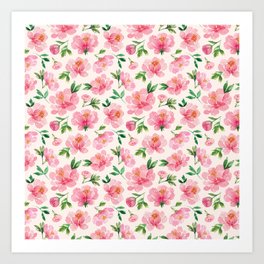Pink Peony Pattern Art Print