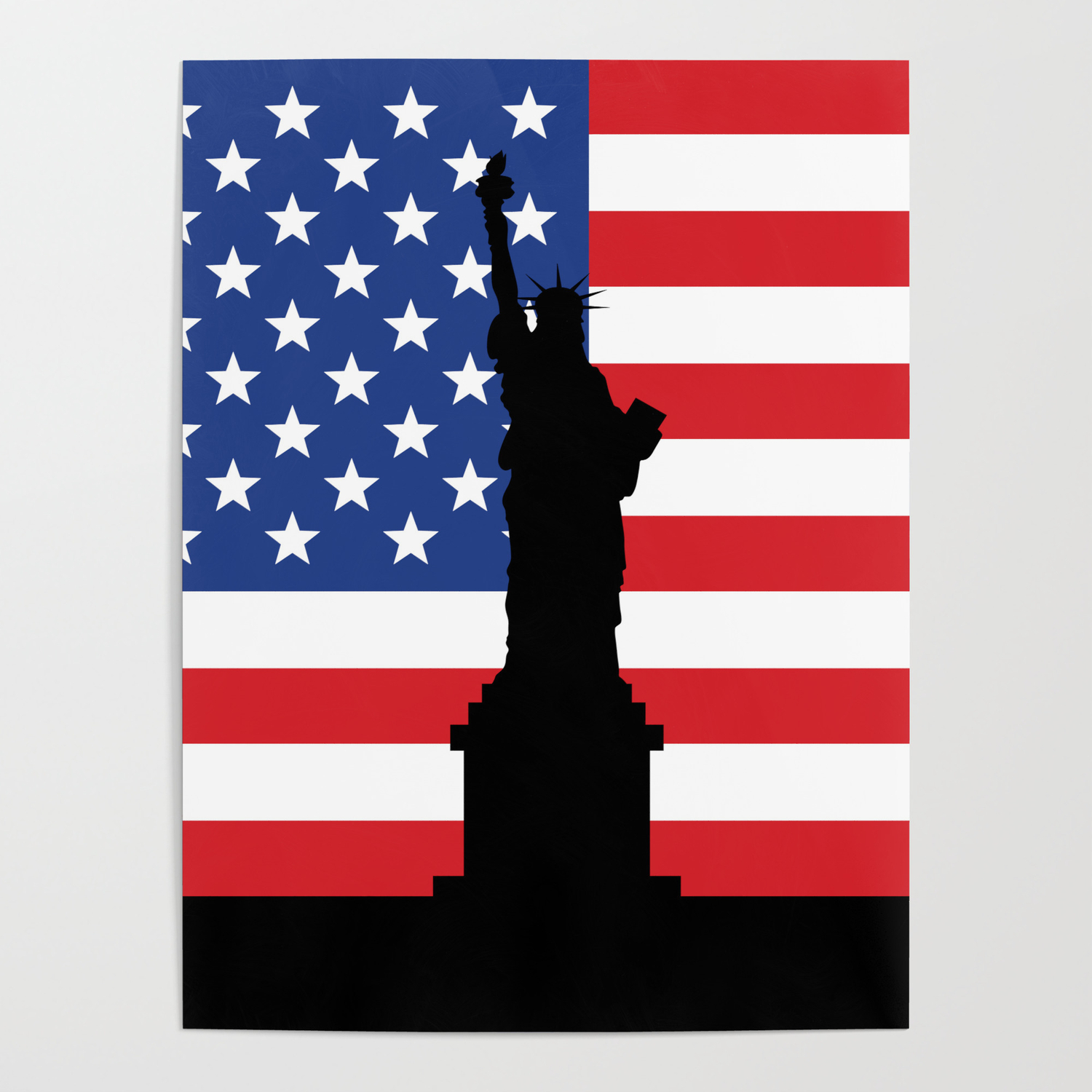 New York Poly Magnet groß,Freiheitsstatue Liberty mit Flagge Stars & Stripes 