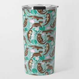 How We Love Each Otter - Mint Background Travel Mug