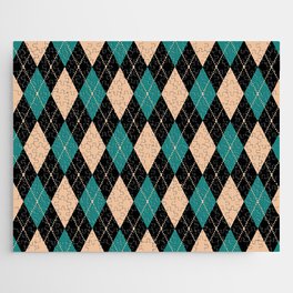 Pink And Turquoise Argyle Diamond Pattern Quilt Knit Sweater Tartan Checkered Jigsaw Puzzle