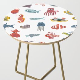 Colorful Sea Animals Side Table