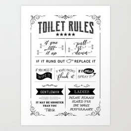 Toilet Rules Art Print