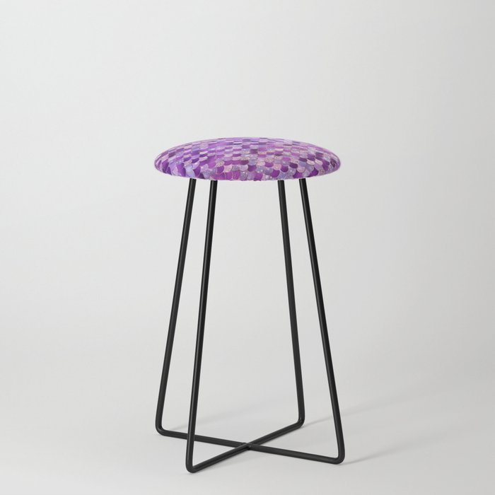 Purple Mermaid Pattern Counter Stool