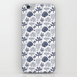Navy Blue Coral Silhouette Pattern iPhone Skin
