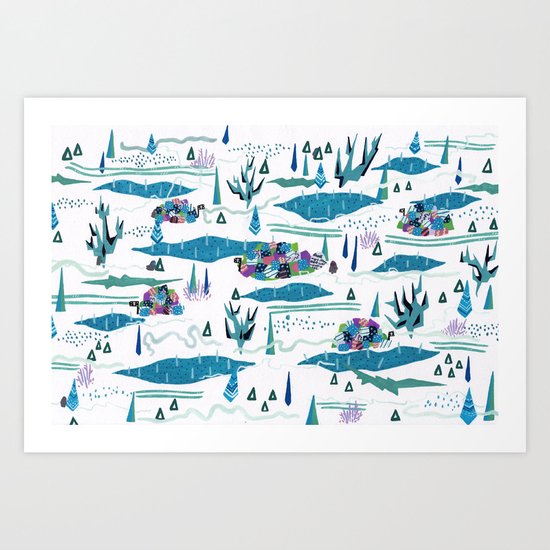 tundra-confined exiles in a rollicking game of hide and seek Art Print