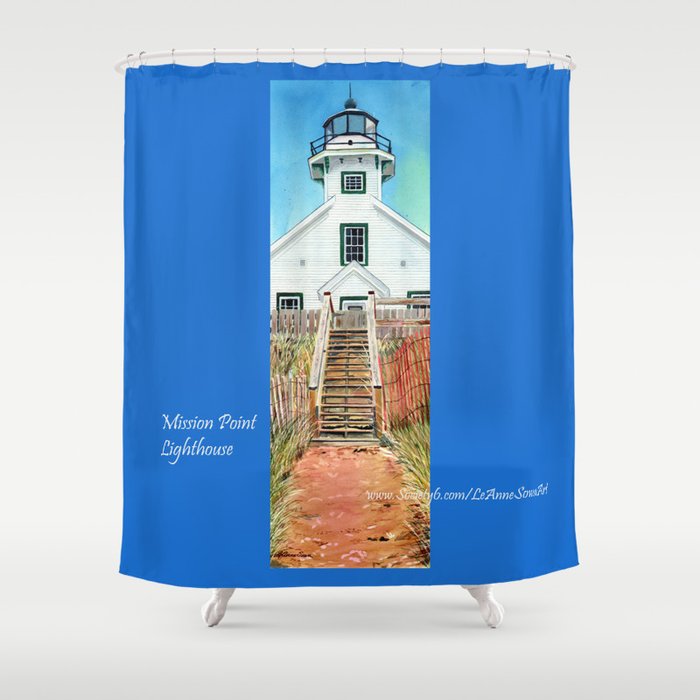 Mission Point Lighthouse Shower Curtain