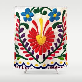Red Mexican Flower Shower Curtain