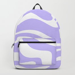 Retro Modern Liquid Swirl Abstract Pattern in Light Purple and White Backpack