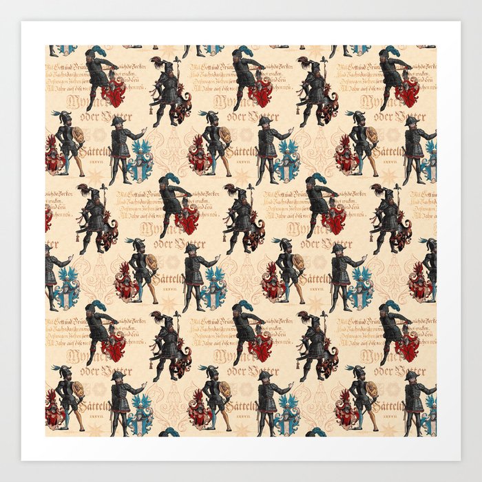 Medieval Knights in Armor with  Coats of Arms Art Print