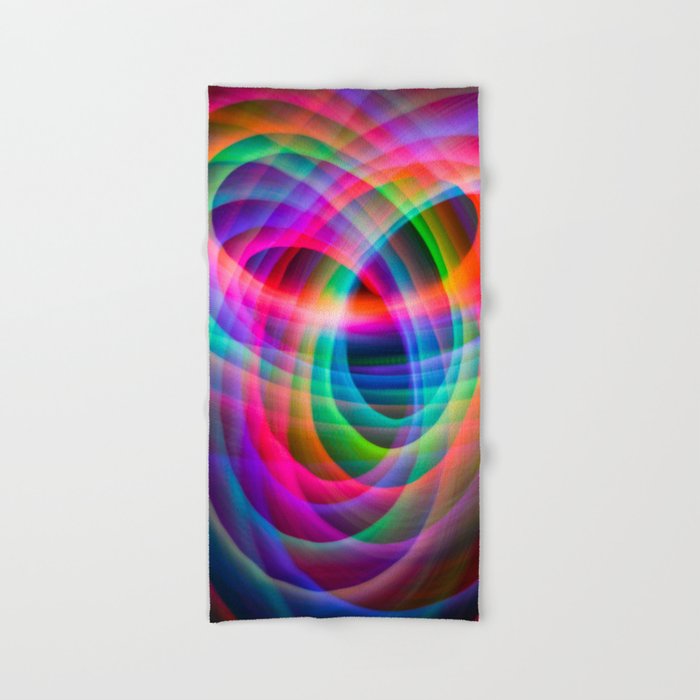 Spirograph Rainbow Light Painting Hand Bath Towel By Randyloves Lightpainting Society6