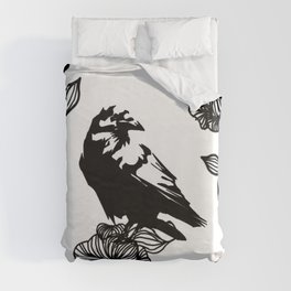 crows and flowers Duvet Cover