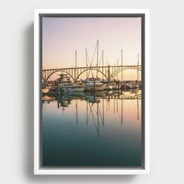 Sailboats at Sunset | Oregon Travel Photography Framed Canvas