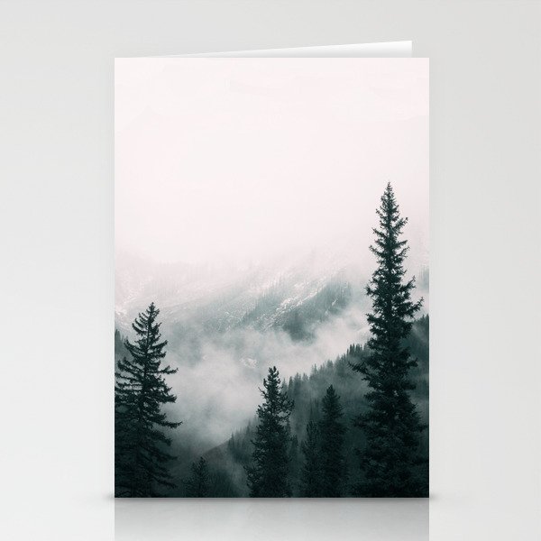 Forest mist beneath the mountain peaks Stationery Cards