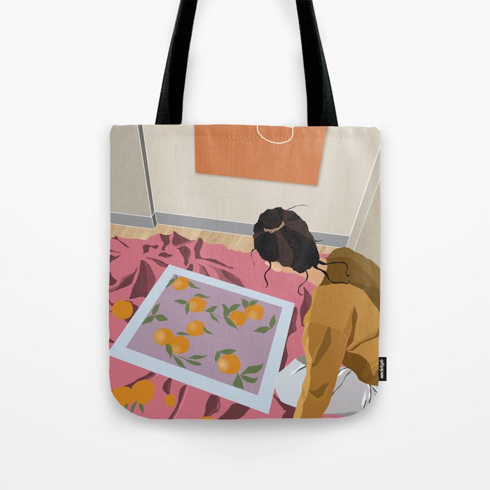 Painting orange & Girl Tote Bag