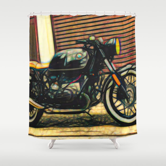 Cafe Racer Motorbike Shower Curtain