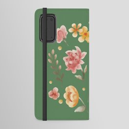 Wild Flower Garden Folk Illustration Green Android Wallet Case