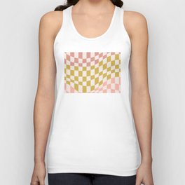 Pink and gold wavy checked Unisex Tank Top