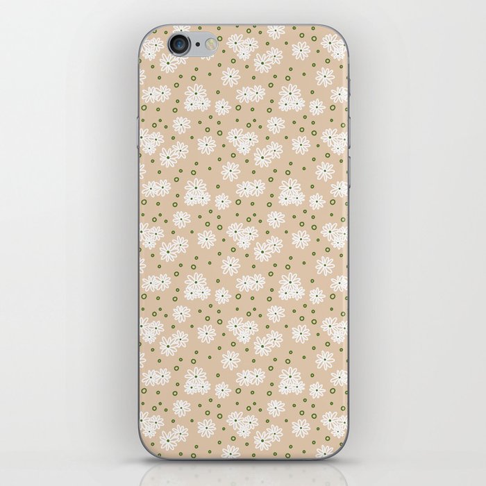 Daisies and Dots - White, Sand and Palm Green iPhone Skin