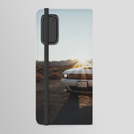 White Dodge Challenger in desert of Death Valley | Travel photography fine art photo print | California, U.S.A. Android Wallet Case