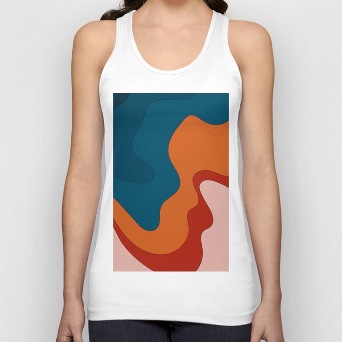 Liquid - Colorful Retro Fluid Summer Vibes Beach Design Rainbow Pattern in Red Pink and Dark Blue Tank Top