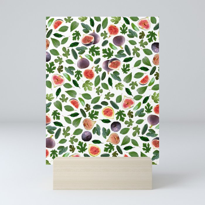 Fig and leaves - Purple, red and green Mini Art Print