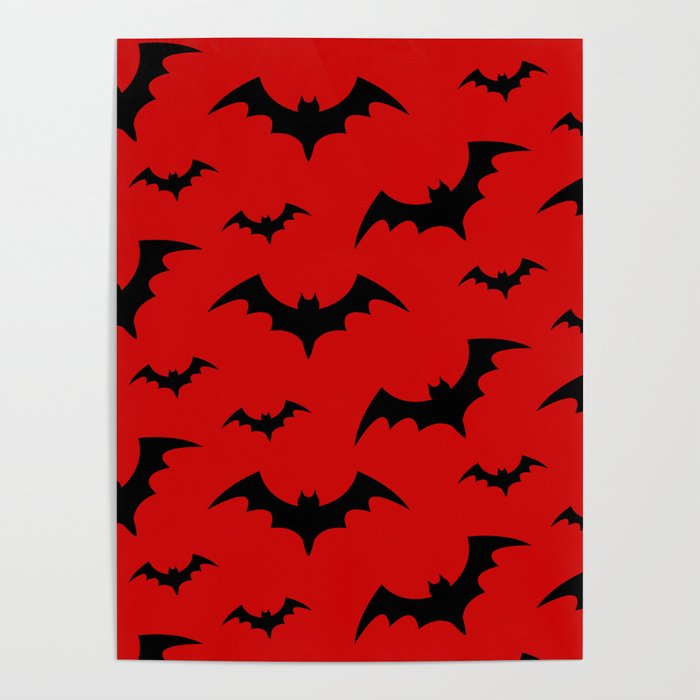 Halloween Bats Red & Black Poster