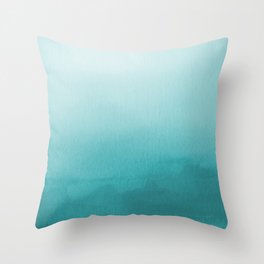 Best Seller Aqua Teal Turquoise Watercolor Ombre Gradient Blend Abstract Art - Aquarium SW 6767 Throw Pillow