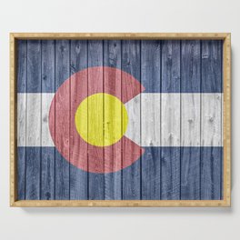 Colorado State Flag Barn Wall Gifts Serving Tray