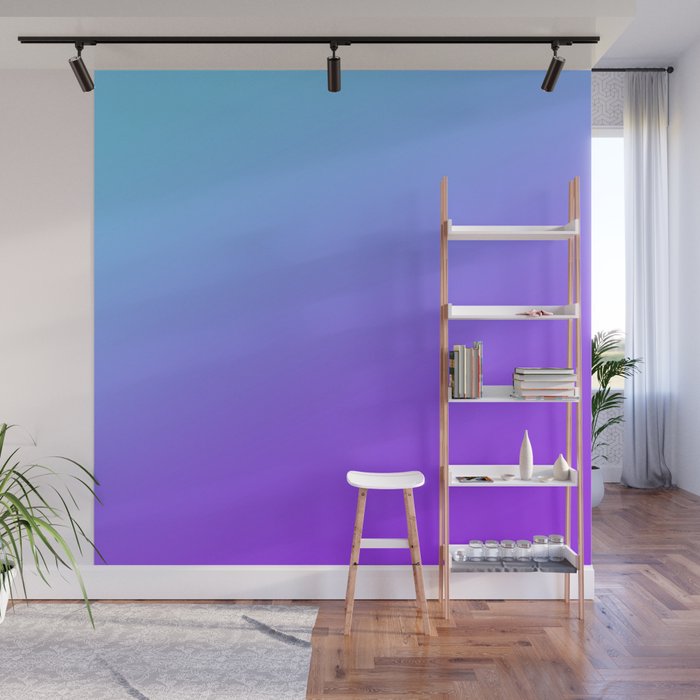 Colorful Sunset Blue Fuchsia Gradient Wall Mural