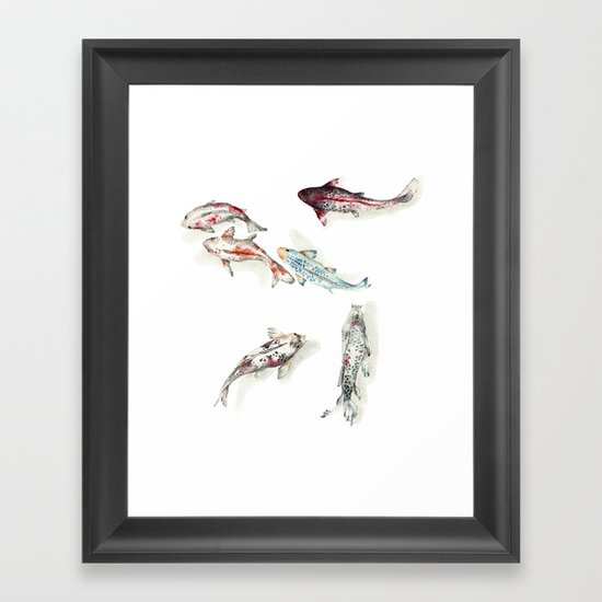 Koi Fish Watercolour Framed Art Print