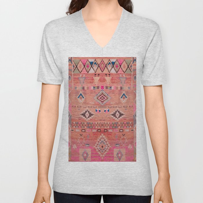 Traditional Moroccan Berber Rug Design V Neck T Shirt