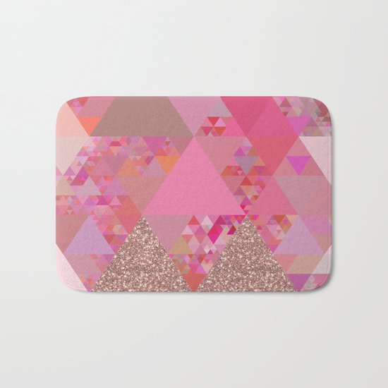 Triangles in glittering pink- glitter triangle pattern Bath Mat