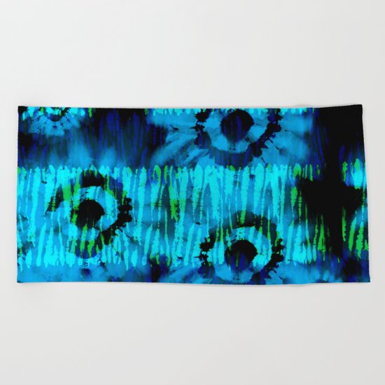 Blue and Green Tie Dye Beach Towel