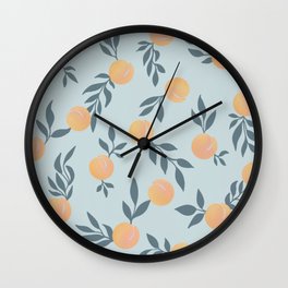 Peaches & Leaves Pattern Wall Clock