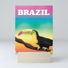 Brazil Toucan Rainbow travel poster Mini Art Print