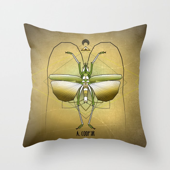 Geometric grasshopper Throw Pillow