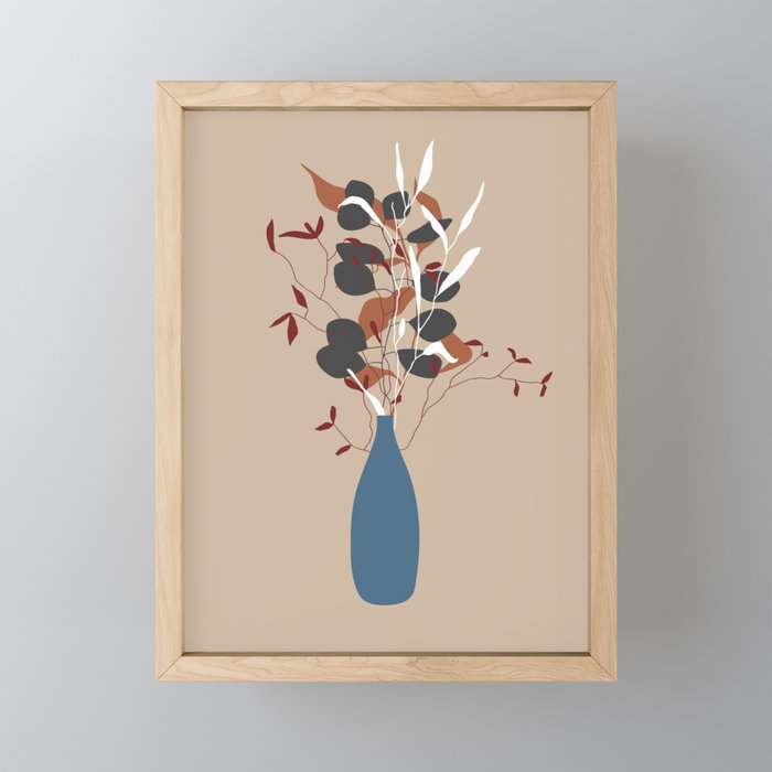 Blue Vase Floral Framed Mini Art Print