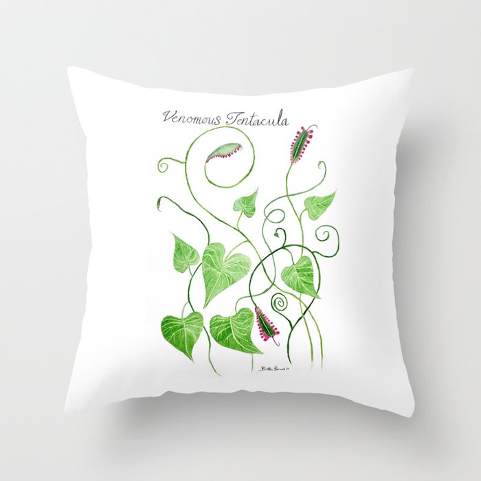 Venomous Tentacula Botanical Art Throw Pillow