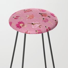 Dance of the Peony flowers - pink background Counter Stool
