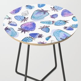 Blue watercolor strawberries Side Table