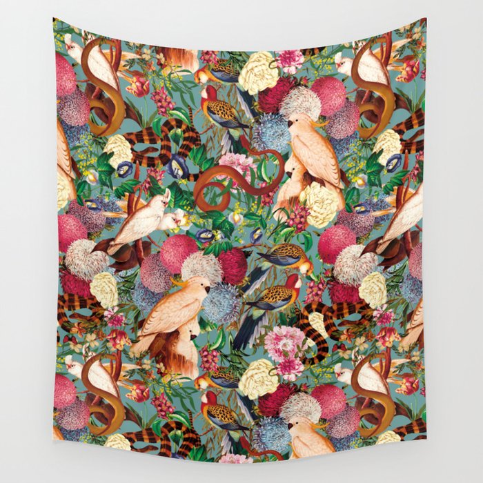 Floral and Animals pattern Wall Tapestry