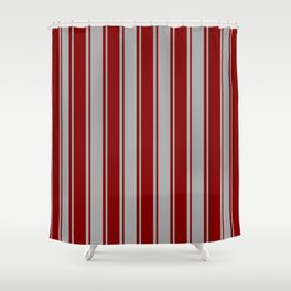 [ Thumbnail: Dark Gray and Maroon Colored Lines/Stripes Pattern Shower Curtain ]