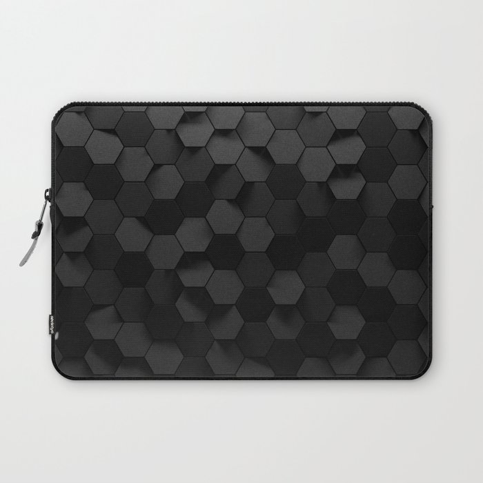 Black abstract hexagon pattern Laptop Sleeve