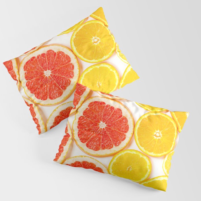 Gradient color citrus slices on white background Pillow Sham