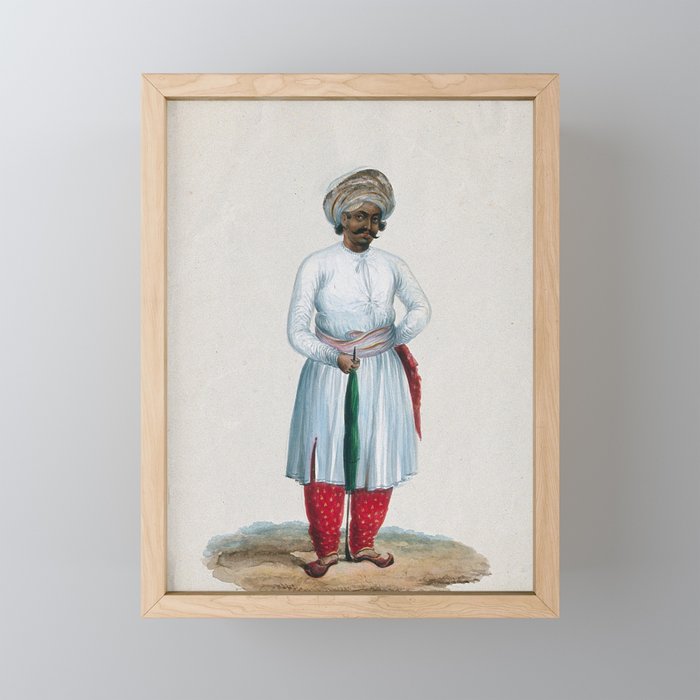 An Attendant Holding A Umbrella Gouache Painting By An Indian