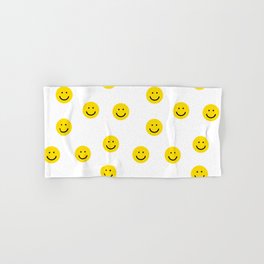 Smiley faces white yellow happy simple smiley pattern smile face kids nursery boys girls decor Hand & Bath Towel