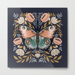 William Morris Butterfly - Midnight Garden Metal Print