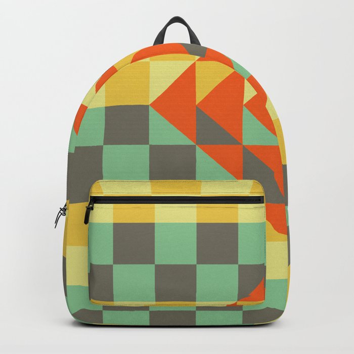 Green and yellow gingham checked ornament Backpack